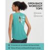 image:imagebaleaf Womens Workout Tank Tops Open Back Yoga Top High Neck Sleeveless Shirts Running Loose Fit Athletic GymHeather Green