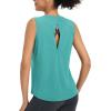 image:imagebaleaf Womens Workout Tank Tops Open Back Yoga Top High Neck Sleeveless Shirts Running Loose Fit Athletic GymHeather Green