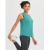 image:imagebaleaf Womens Workout Tank Tops Open Back Yoga Top High Neck Sleeveless Shirts Running Loose Fit Athletic GymHeather Green