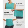 image:imagebaleaf Womens Workout Tank Tops Open Back Yoga Top High Neck Sleeveless Shirts Running Loose Fit Athletic GymHeather Green