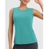 image:imagebaleaf Womens Workout Tank Tops Open Back Yoga Top High Neck Sleeveless Shirts Running Loose Fit Athletic GymHeather Green