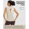 image:imagebaleaf Womens Workout Tank Tops Open Back Yoga Top High Neck Sleeveless Shirts Running Loose Fit Athletic GymHeather Khaki