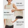 image:imagebaleaf Womens Workout Tank Tops Open Back Yoga Top High Neck Sleeveless Shirts Running Loose Fit Athletic GymHeather Khaki