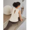 image:imagebaleaf Womens Workout Tank Tops Open Back Yoga Top High Neck Sleeveless Shirts Running Loose Fit Athletic GymHeather Khaki