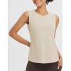 image:imagebaleaf Womens Workout Tank Tops Open Back Yoga Top High Neck Sleeveless Shirts Running Loose Fit Athletic GymHeather Khaki