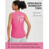image:imagebaleaf Womens Workout Tank Tops Open Back Yoga Top High Neck Sleeveless Shirts Running Loose Fit Athletic GymPink