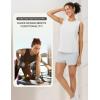 image:imagebaleaf Womens Workout Tank Tops Open Back Yoga Top High Neck Sleeveless Shirts Running Loose Fit Athletic GymWhite