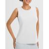 image:imagebaleaf Womens Workout Tank Tops Open Back Yoga Top High Neck Sleeveless Shirts Running Loose Fit Athletic GymWhite