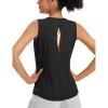 image:imagebaleaf Womens Workout Tank Tops Open Back Yoga Top High Neck Sleeveless Shirts Running Loose Fit Athletic GymBlack