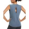 image:imagebaleaf Womens Workout Tank Tops Open Back Yoga Top High Neck Sleeveless Shirts Running Loose Fit Athletic GymHeather Blue