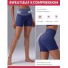 image:imagebaleaf Sweatleaf Womens Biker Shorts 5 High Waist Tummy Control Butt Lifting Yoga Workout Running Spandex Short PantsNavy Blue
