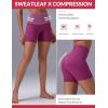 image:imagebaleaf Sweatleaf Womens Biker Shorts 5 High Waist Tummy Control Butt Lifting Yoga Workout Running Spandex Short PantsRose Red