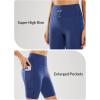 image:imagebaleaf Sweatleaf Womens Light Compression Biker Shorts 8 High Waisted Yoga Gym Spandex Shorts Side PocketsBlue