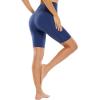 image:imagebaleaf Sweatleaf Womens Light Compression Biker Shorts 8 High Waisted Yoga Gym Spandex Shorts Side PocketsBlue