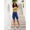 image:imagebaleaf Sweatleaf Womens Light Compression Biker Shorts 8 High Waisted Yoga Gym Spandex Shorts Side PocketsBlue
