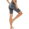 image:imagebaleaf Sweatleaf Womens Light Compression Biker Shorts 8 High Waisted Yoga Gym Spandex Shorts Side PocketsGrey