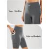 image:imagebaleaf Sweatleaf Womens Light Compression Biker Shorts 8 High Waisted Yoga Gym Spandex Shorts Side PocketsGrey