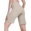 image:imagebaleaf Womens 10 Long Bermuda Shorts Above Knee Length with 3 Pockets Walking Athletic Workout High Rise Yoga RunningLight Khaki