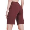 image:imagebaleaf Womens 10 Long Bermuda Shorts Above Knee Length with 3 Pockets Walking Athletic Workout High Rise Yoga RunningWine Red