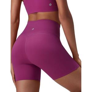 image:imagebaleaf Sweatleaf Womens Biker Shorts 5 High Waist Tummy Control Butt Lifting Yoga Workout Running Spandex Short PantsRose Red