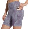 image:imagebaleaf Biker Shorts Women Yoga Gym Workout Spandex Running Volleyball Tummy Control Compression with Pockets Soft 7 Tie Dye Iris Purple L
