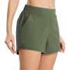 image:imagebaleaf Womens High Waist Running Shorts 25 Athletic Workout Quick Dry Lightweight Sport Gym Shorts with Pockets SummerGreen