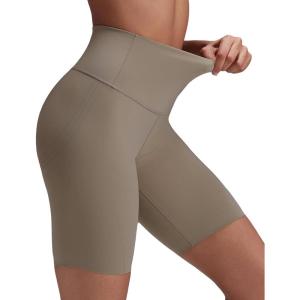 image:imagebaleaf Sweatleaf Womens Biker Shorts 8 Long High Waist Tummy Control Butt Lifting Yoga Workout Running Spandex Short PantsBrown