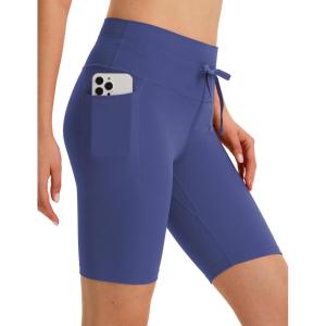 image:imagebaleaf Women 8 Biker Shorts with Pockets High Waisted Workout Short Tummy Control Yoga Gym Spandex Running VolleyballNavy Blue