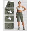 image:imagebaleaf Womens 15 Long Shorts with 7 Pockets Knee Length Hiking Bermuda Shorts Lightweight Quick Dry Cargo CaprisArmy Green