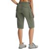 image:imagebaleaf Womens 15 Long Shorts with 7 Pockets Knee Length Hiking Bermuda Shorts Lightweight Quick Dry Cargo CaprisArmy Green