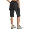 image:imagebaleaf Womens 15 Long Shorts with 7 Pockets Knee Length Hiking Bermuda Shorts Lightweight Quick Dry Cargo CaprisBlack