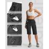 image:imagebaleaf Womens 15 Long Shorts with 7 Pockets Knee Length Hiking Bermuda Shorts Lightweight Quick Dry Cargo CaprisBlack