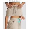 image:imagebaleaf Womens 15 Long Shorts with 7 Pockets Knee Length Hiking Bermuda Shorts Lightweight Quick Dry Cargo CaprisKhaki