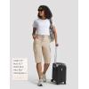 image:imagebaleaf Womens 15 Long Shorts with 7 Pockets Knee Length Hiking Bermuda Shorts Lightweight Quick Dry Cargo CaprisKhaki