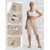 image:imagebaleaf Womens 15 Long Shorts with 7 Pockets Knee Length Hiking Bermuda Shorts Lightweight Quick Dry Cargo CaprisKhaki