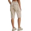image:imagebaleaf Womens 15 Long Shorts with 7 Pockets Knee Length Hiking Bermuda Shorts Lightweight Quick Dry Cargo CaprisKhaki