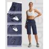 image:imagebaleaf Womens 15 Long Shorts with 7 Pockets Knee Length Hiking Bermuda Shorts Lightweight Quick Dry Cargo CaprisNavy Blue