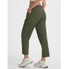 image:imagebaleaf Womens 26 Travel Pants with Zipper Pockets Petite Ankle Slacks Lightweight Stretch Quick Dry Cargo Summer CoolArmy Green