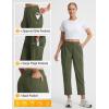image:imagebaleaf Womens 26 Travel Pants with Zipper Pockets Petite Ankle Slacks Lightweight Stretch Quick Dry Cargo Summer CoolArmy Green