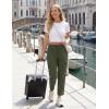 image:imagebaleaf Womens 26 Travel Pants with Zipper Pockets Petite Ankle Slacks Lightweight Stretch Quick Dry Cargo Summer CoolArmy Green