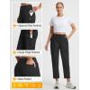 image:imagebaleaf Womens 26 Travel Pants with Zipper Pockets Petite Ankle Slacks Lightweight Stretch Quick Dry Cargo Summer CoolBlack
