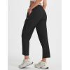 image:imagebaleaf Womens 26 Travel Pants with Zipper Pockets Petite Ankle Slacks Lightweight Stretch Quick Dry Cargo Summer CoolBlack