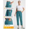 image:imagebaleaf Womens 26 Travel Pants with Zipper Pockets Petite Ankle Slacks Lightweight Stretch Quick Dry Cargo Summer CoolDark Green