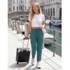 image:imagebaleaf Womens 26 Travel Pants with Zipper Pockets Petite Ankle Slacks Lightweight Stretch Quick Dry Cargo Summer CoolDark Green