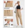 image:imagebaleaf Womens 26 Travel Pants with Zipper Pockets Petite Ankle Slacks Lightweight Stretch Quick Dry Cargo Summer CoolKhaki