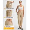 image:imagebaleaf Womens 26 Travel Pants with Zipper Pockets Petite Ankle Slacks Lightweight Stretch Quick Dry Cargo Summer CoolKhaki