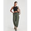 image:imagebaleaf Womens Barrel Pants Water Resistant Lightweight Travel Sweatpants Hiking Ankle Trousers with 5 Pockets Casual SlacksArmy Green