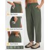 image:imagebaleaf Womens Barrel Pants Water Resistant Lightweight Travel Sweatpants Hiking Ankle Trousers with 5 Pockets Casual SlacksArmy Green