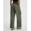 image:imagebaleaf Womens Lightweight Pants Quick Dry Wide Leg Hiking Water Resistant with 4 Pockets Travel Baggy Parachute Cargo PantArmy Green