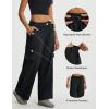 image:imagebaleaf Womens Lightweight Pants Quick Dry Wide Leg Hiking Water Resistant with 4 Pockets Travel Baggy Parachute Cargo PantBlack